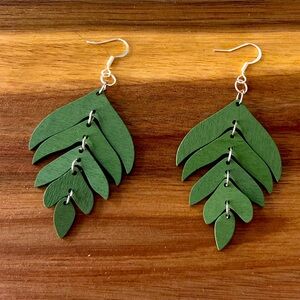 Wood Leaf Layered Earrings